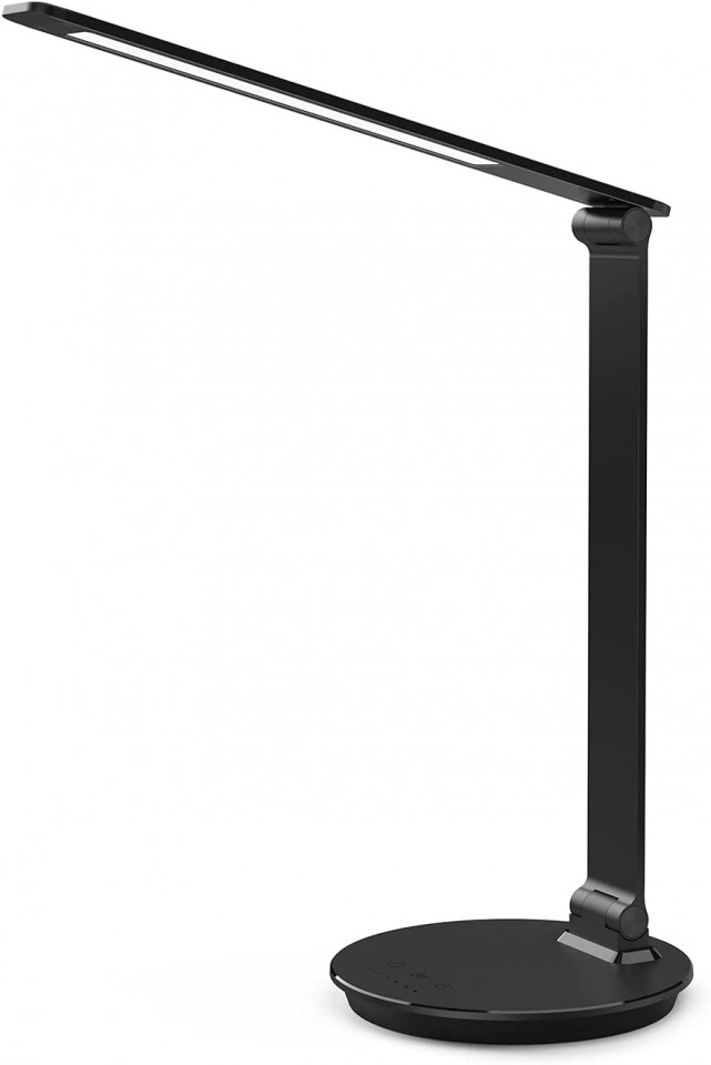 Lampa de birou Vansuny, cu port de incarcare USB, brat flexibil, 6 niveluri de luminozitate, negru, aluminiu, 35,5 x 34 cm 355 imagine 2022