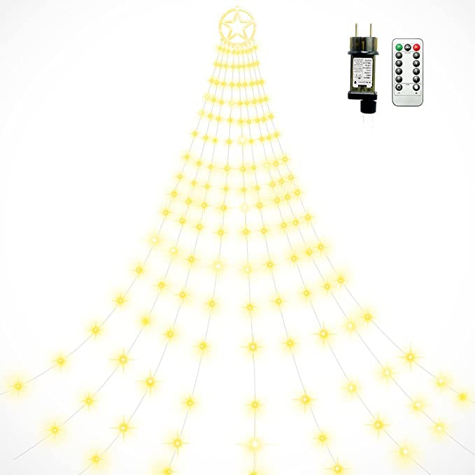 Lant de lumina pentru pomul de Craciun Litogo, LED, IP44, alb cald, 10 fire x 2 m