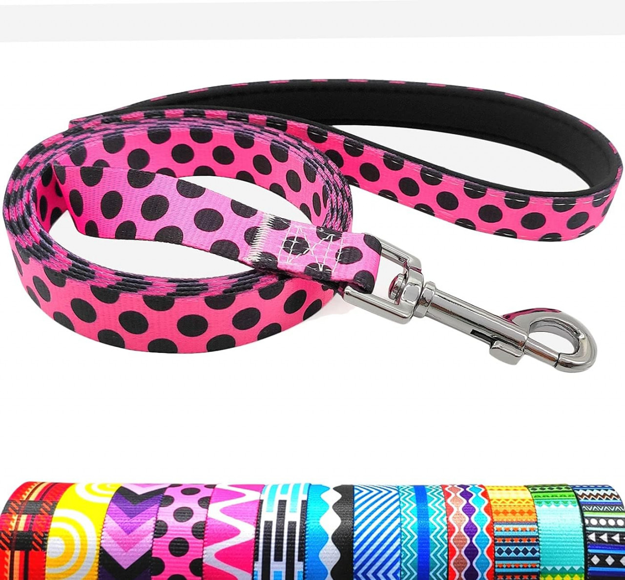 Lesa pentru caine MayPaw, nailon, roz/negru, 180 cm