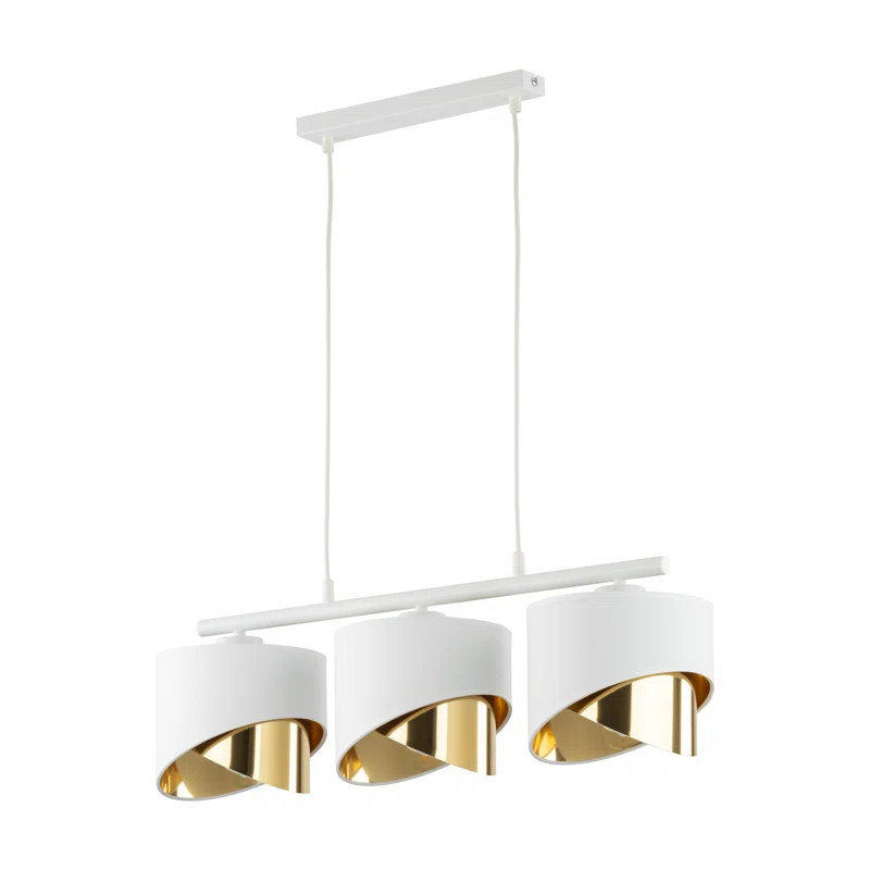 Lustra tip pendul Bahati, 3 lumini, metal/plastic/bumbac, alb/auriu, 20 x 70 x 80 cm
