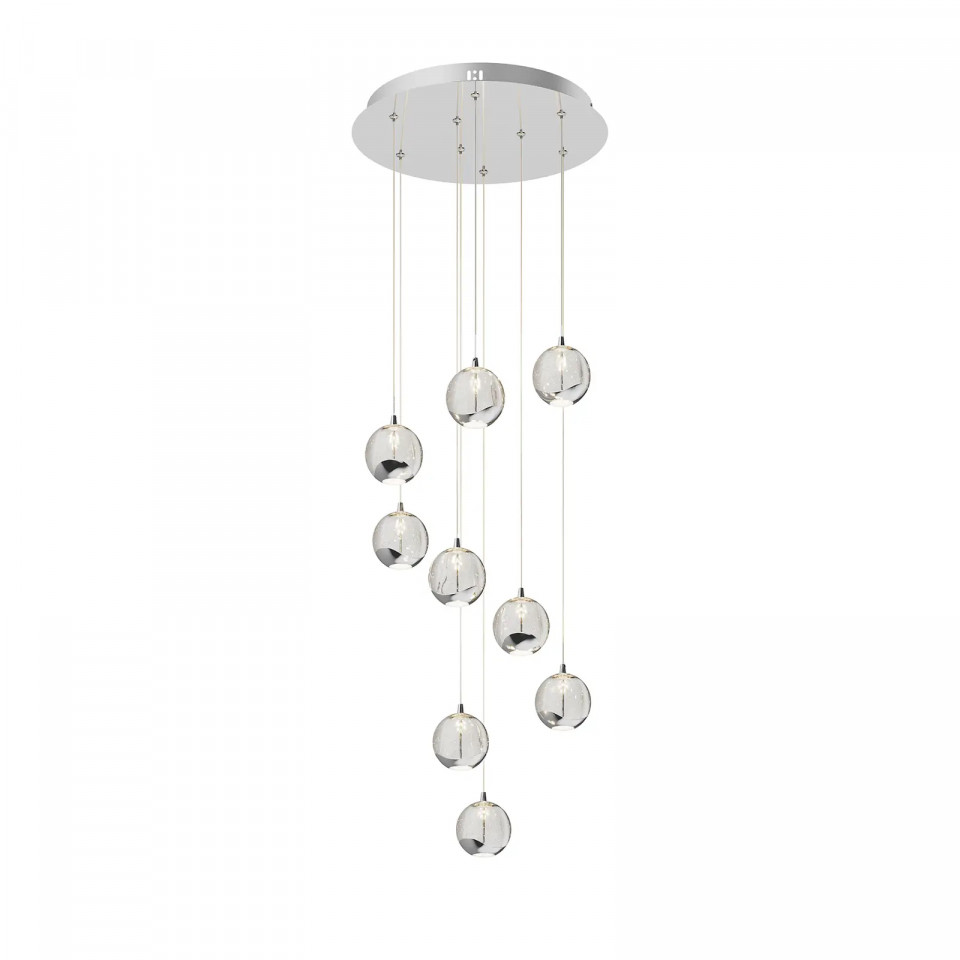 Lustra tip pendul Hayley, LED, metal/sticla, crom/transparent, 40 x 150 cm