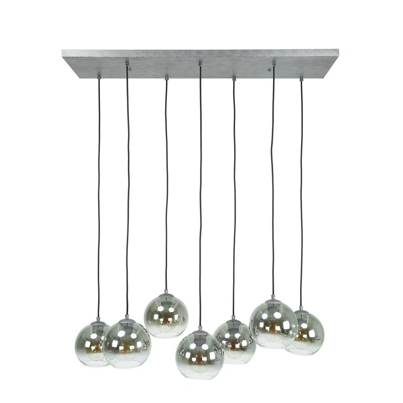Lustra tip pendul Lara, sticla, gri fumuriu, 110 x 150 cm