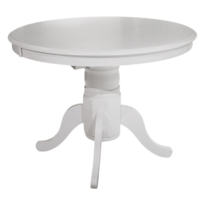 Masa extensibila living AB Olivia, lemn masiv, MDF Furniruit, 100-138x100x75 cm, Alb