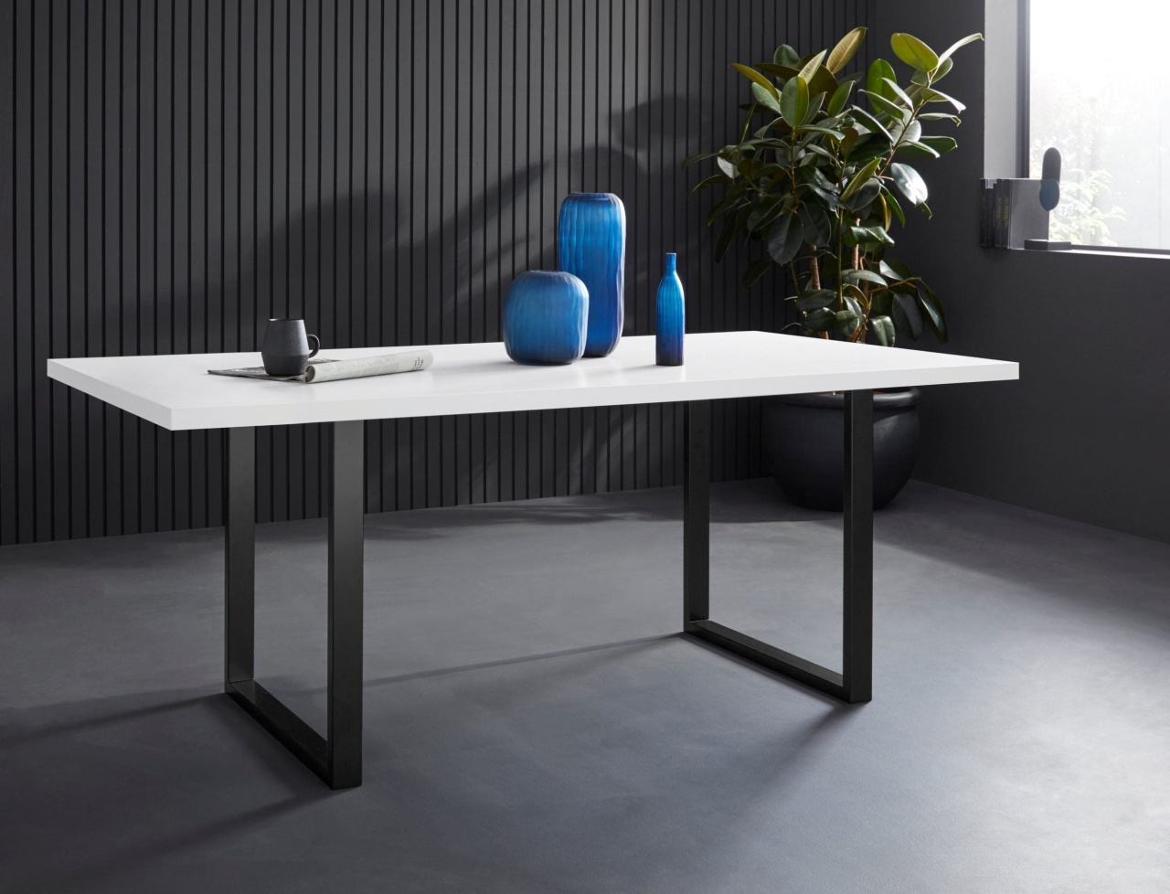 Masa Forte, 180 cm, Alb, picioare metalice