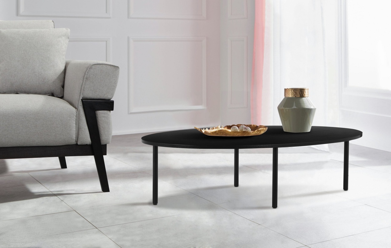 Masuta de cafea Anelisse, Negru, 140 cm latime