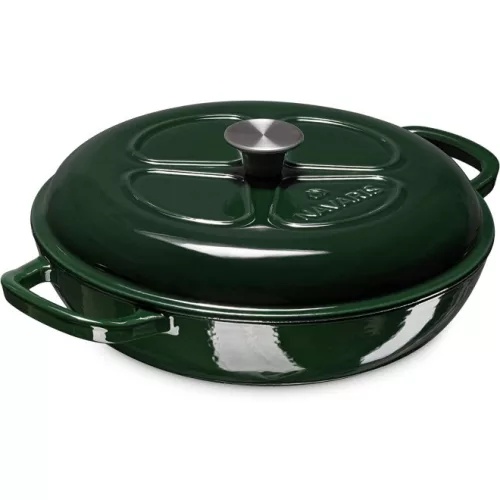 Oala antiaderenta din fonta Navaris pentru plite/cuptoare - 29,5 cm - 3,5 L - Verde, resigilat