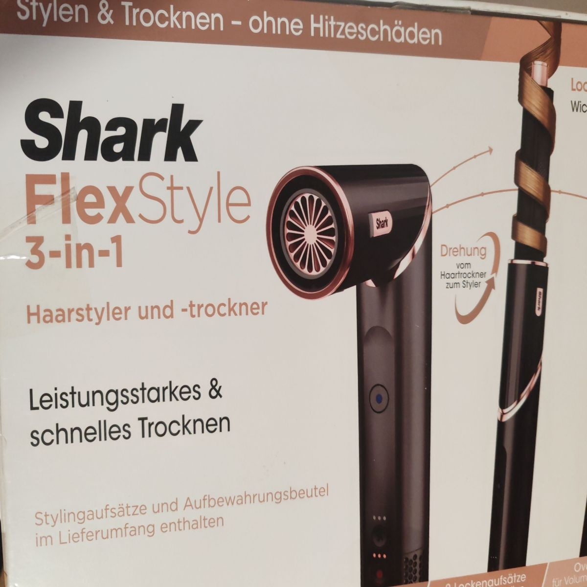 Ondulator 3-in-1 Shark Flexstyle HD424EU, 1400 W, 3 accesorii, 3 viteze Negru, Resigilat, Grad A