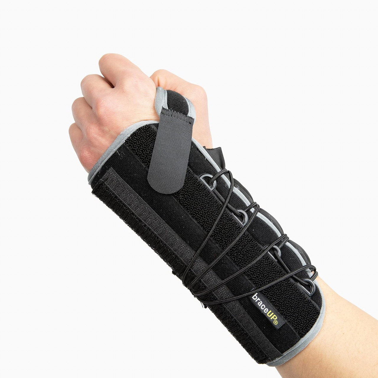 Orteza pentru incheietura mainii BraceUP, reglabil, neopren/aluminiu, negru, 14 x 23 cm