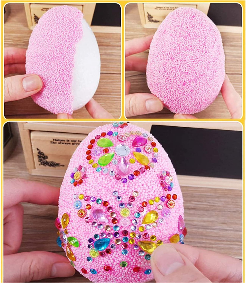 Poze Ou de paste cu accesorii pentru ornat Ding Yongliang, polistiren, multicolor, 9,1 x 6,3 cm