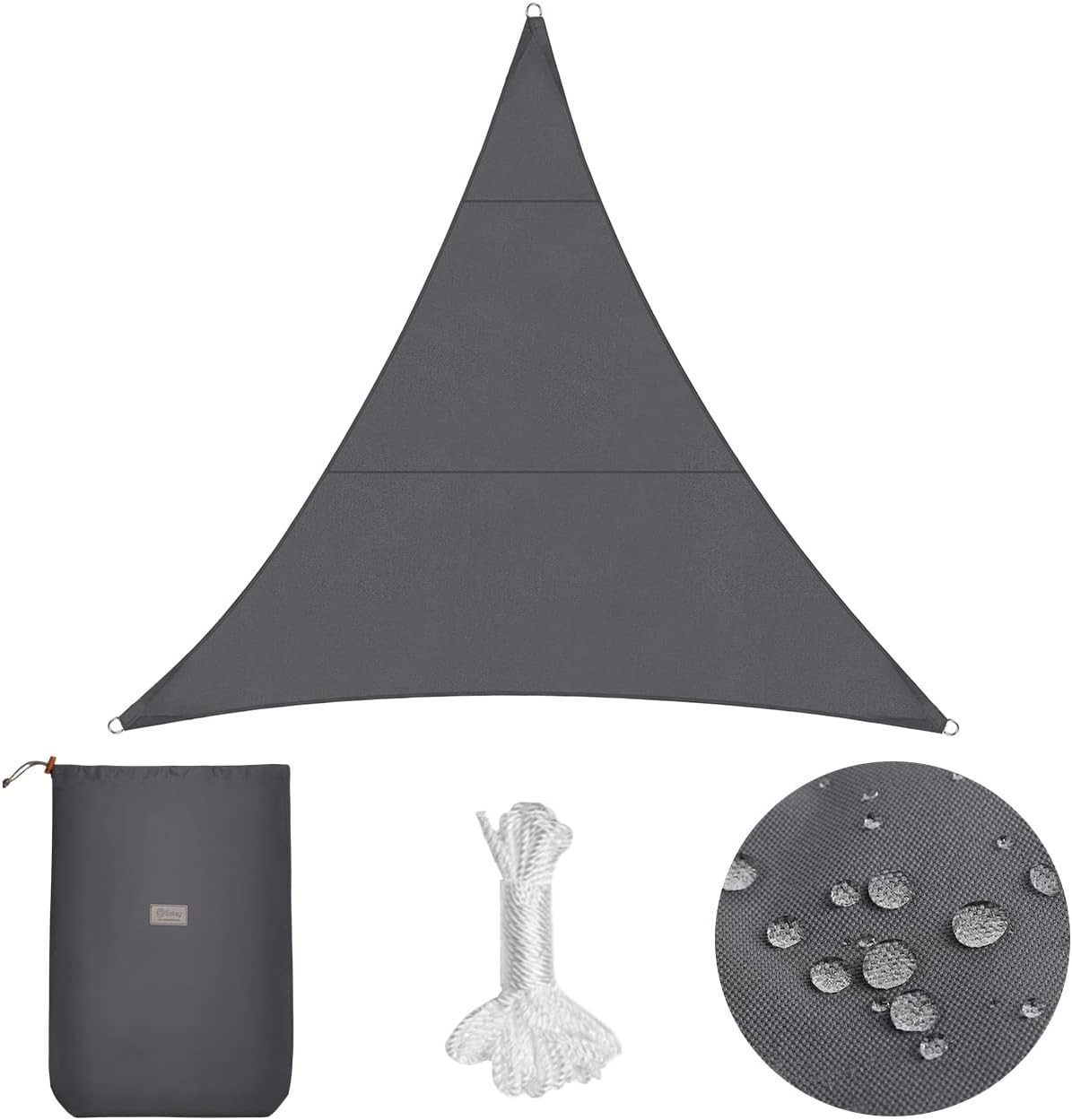 Parasolar cu ochiuri si franghii de fixare Sekey, polietilena, gri, 3 X 3 X 3m