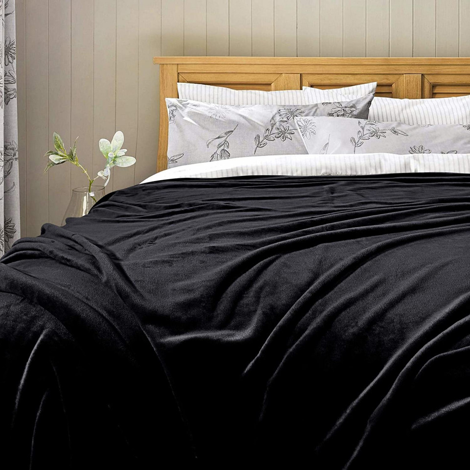 Poze Patura dubla PICCOCASA, negru, microfibra, 230 x 275 cm