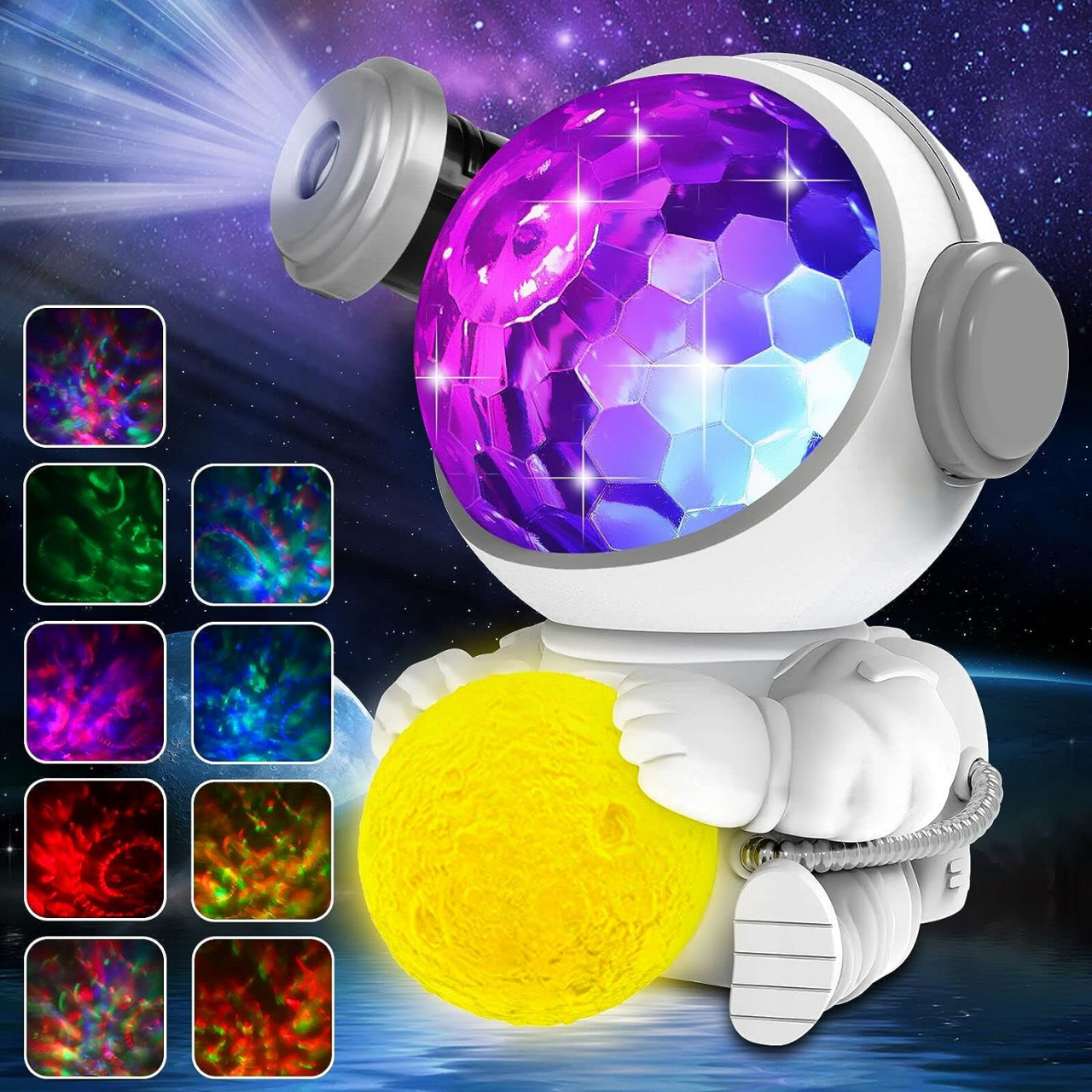 Proiector cer instelat cu lumina de noapte pentru copii Astronaut Star Galaxy M&LD, LED, alb, ABS, baterie, 14 x 14 x 20 cm chilipirul-zilei.ro/