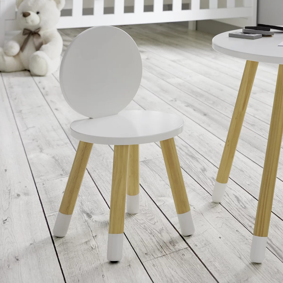 Scaun pentru copii Leni, alb, lemn masiv, 27,4/51/27,4 cm