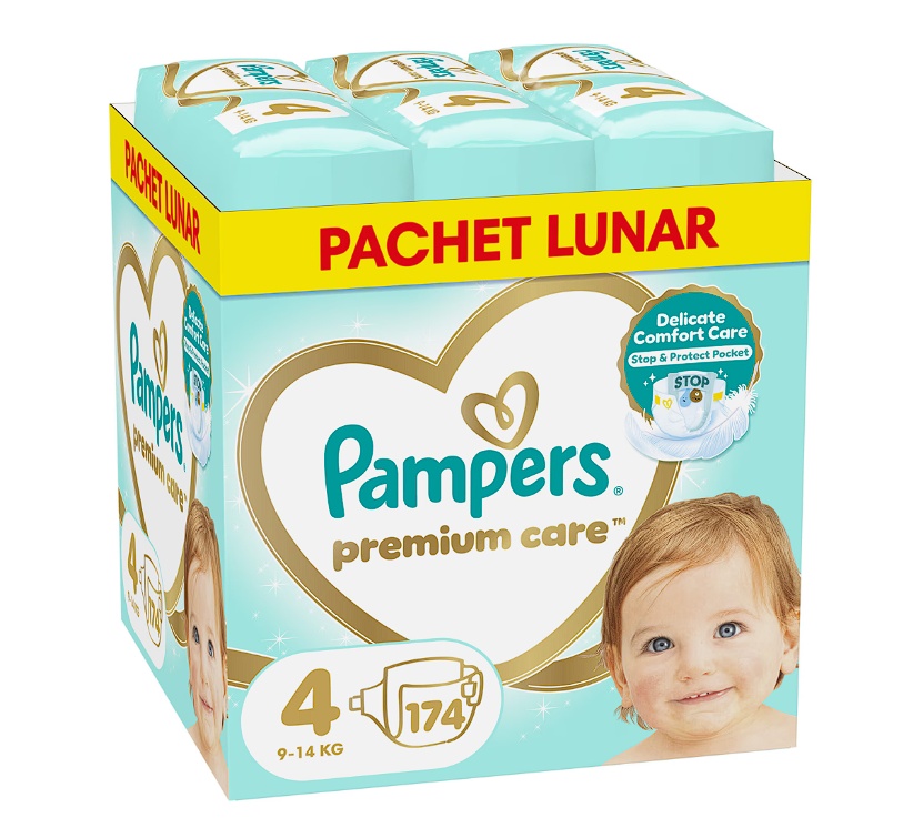 Scutece Pampers Premium Care XXL Box, Marimea 4, 9kg-14kg, 174 buc, Resigilat, Grad A