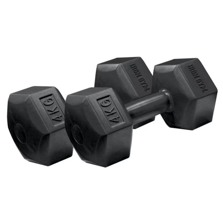 Set 2 gantere Iron Gym, 2x4 Kg, premium, Vinil, Negru, resigilat