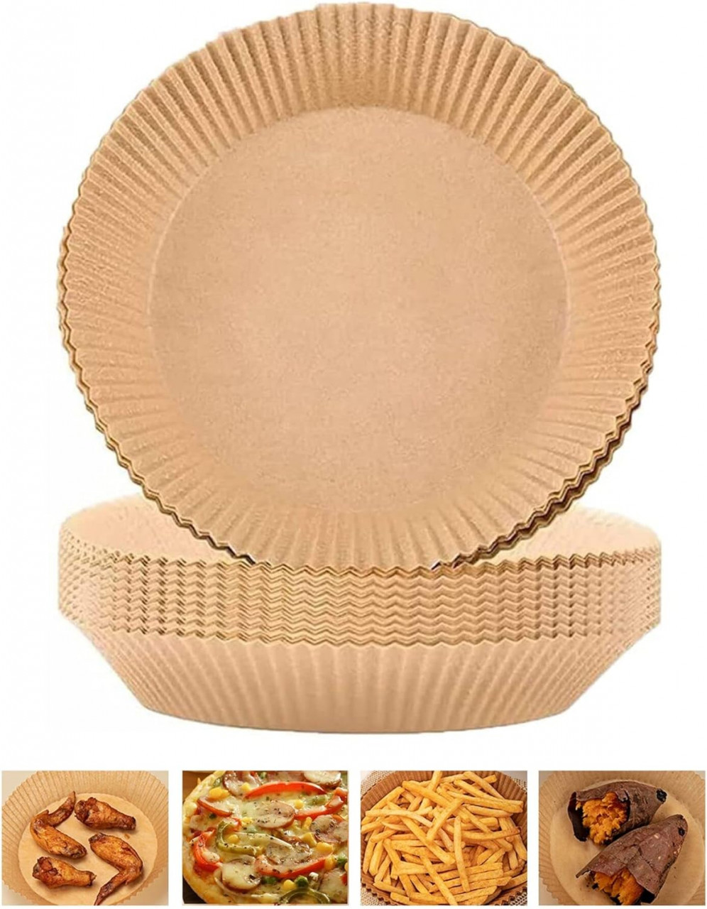 Set 50 hartii de copt pentru friteuza cu aer KnR Harmony, maro, 20 x 16 x 4,5 cm