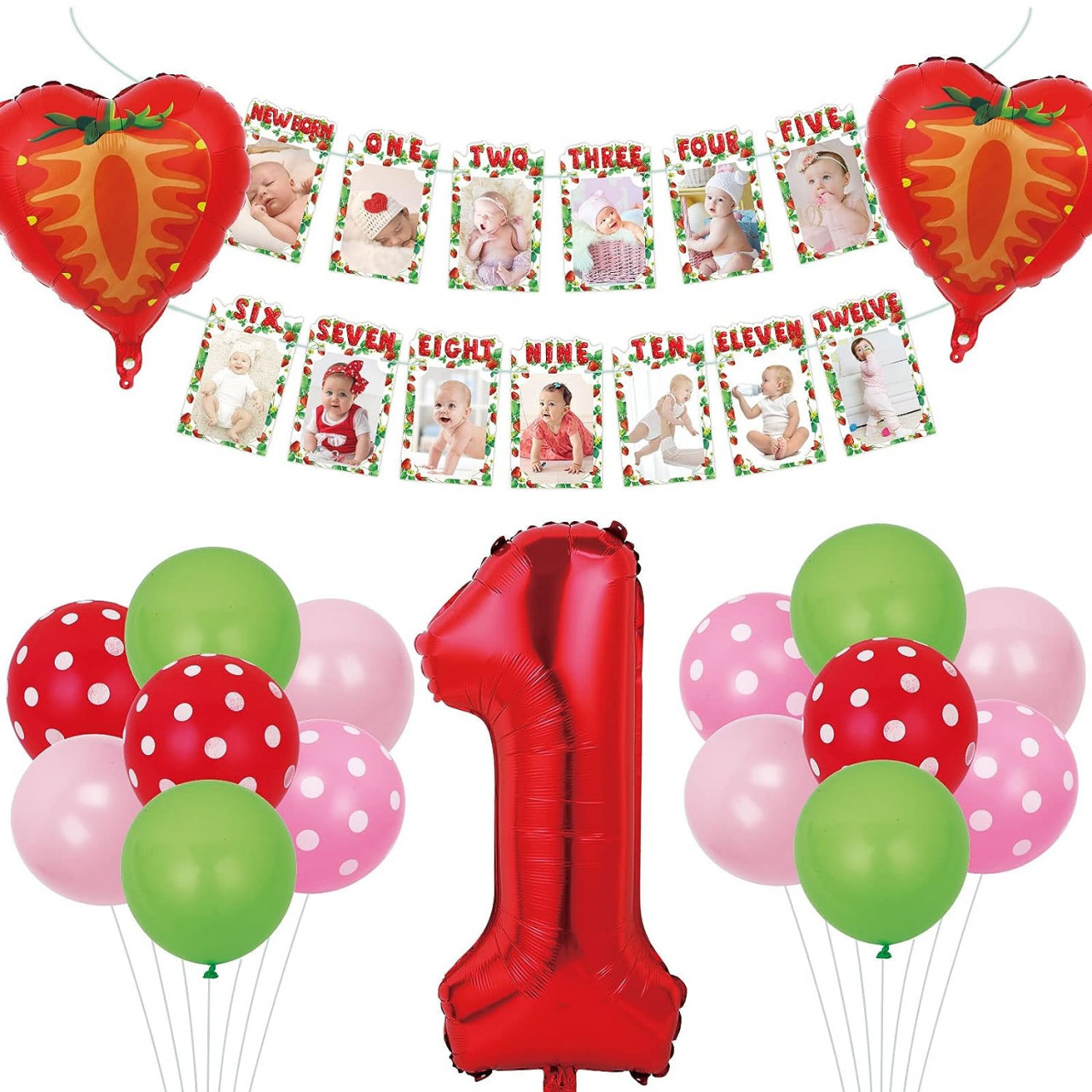 Set aniversar pentru un an Kungfu Mall, hartie/latex/folie, multicolor, 21 piese