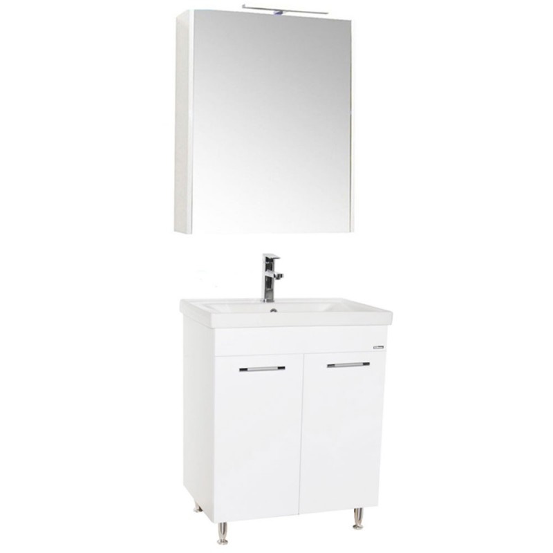 Set Baza, lavoar baie GN0541 cu usi si oglinda GN5011 - 60 cm alb