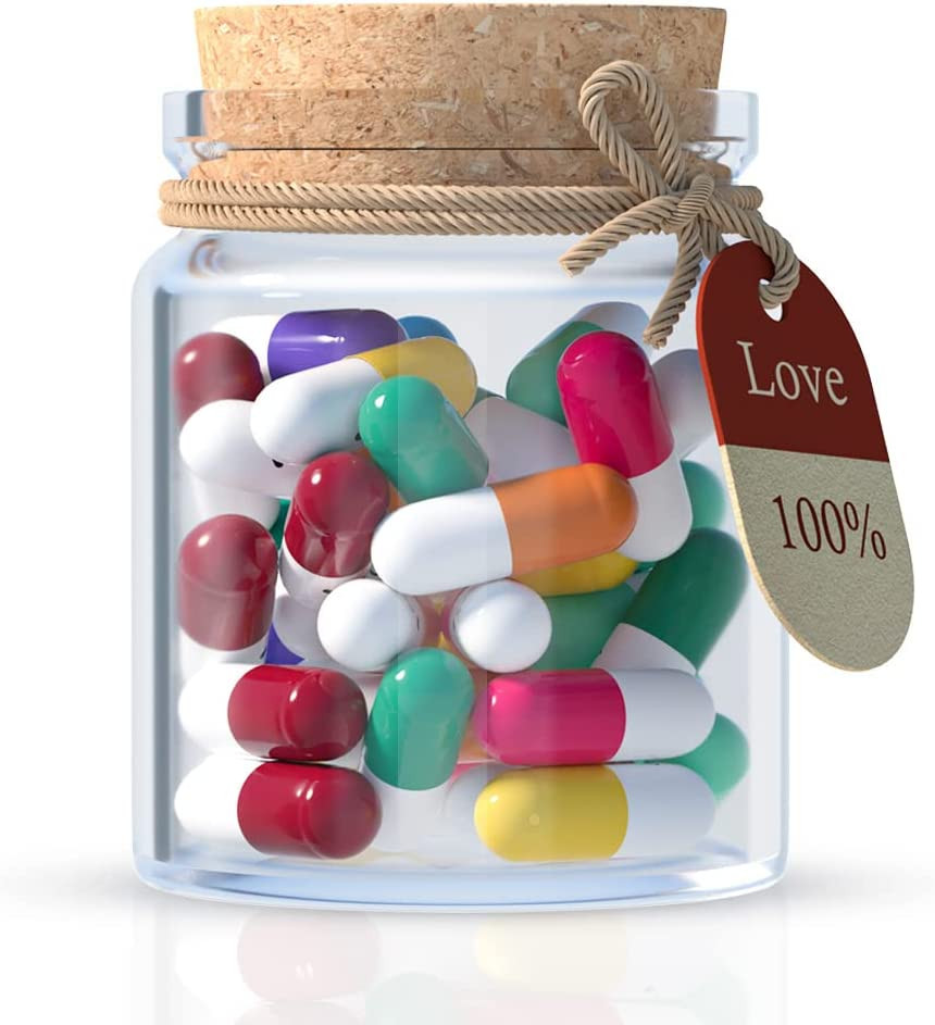 Set borcan cu 25 capsule pentru mesaje Amycute, sticla/plastic/hartie, multicolor, 9 x 3 x 10 cm accesorii