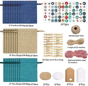 Poze Set calendar de advent Hook, 24 saculeti, hartie/carton/lemn, multicolor