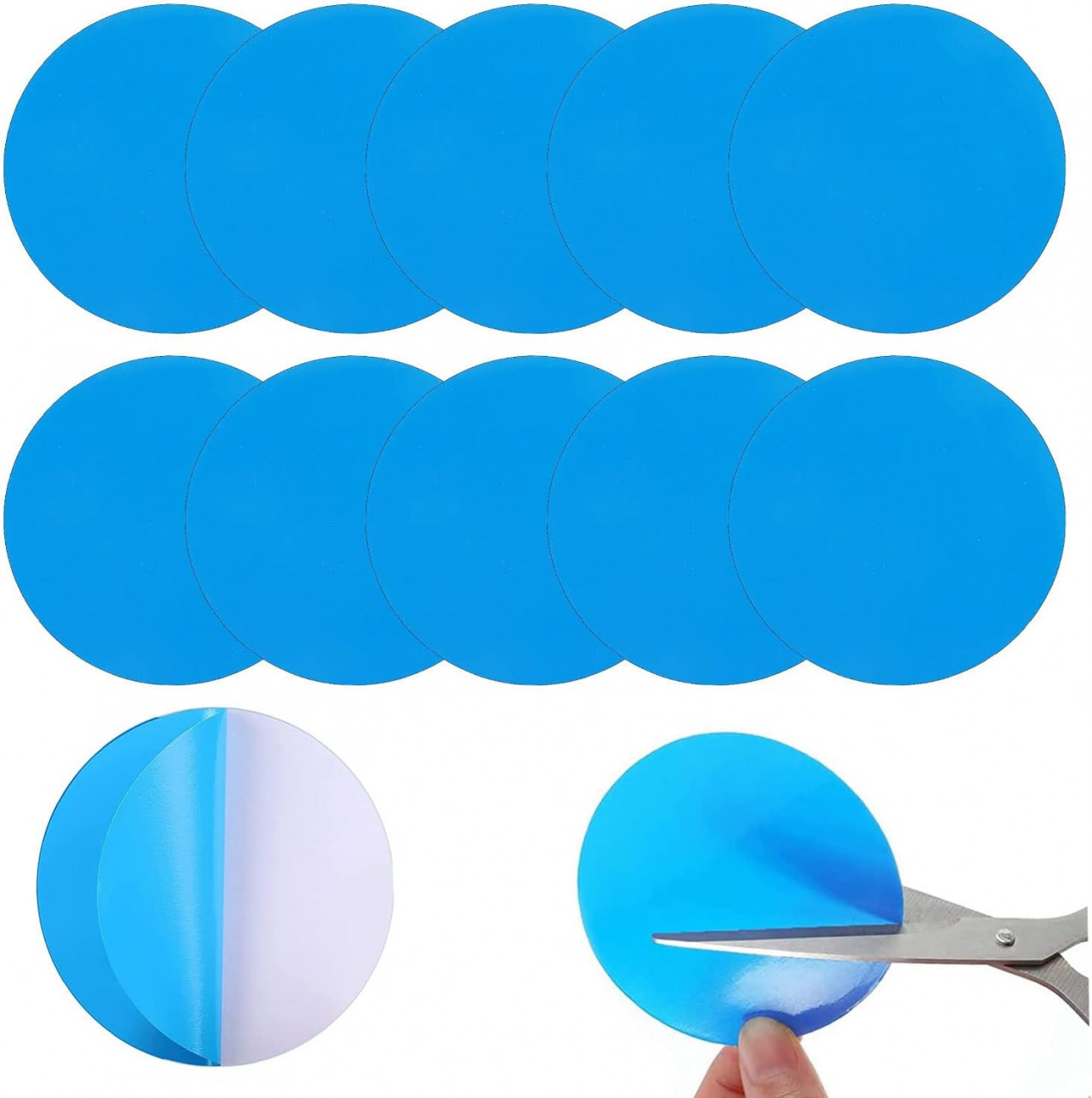 Set de 10 patch-uri pentru repararea piscinei Sunshine Smile, PVC, albastru, 7,5 x 7,5 cm