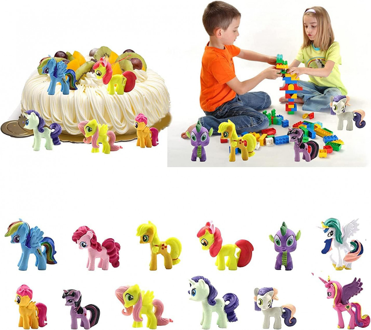 Set de 12 figurine pentru decorare tort Smileh, plastic, multicolor, 4-5 cm