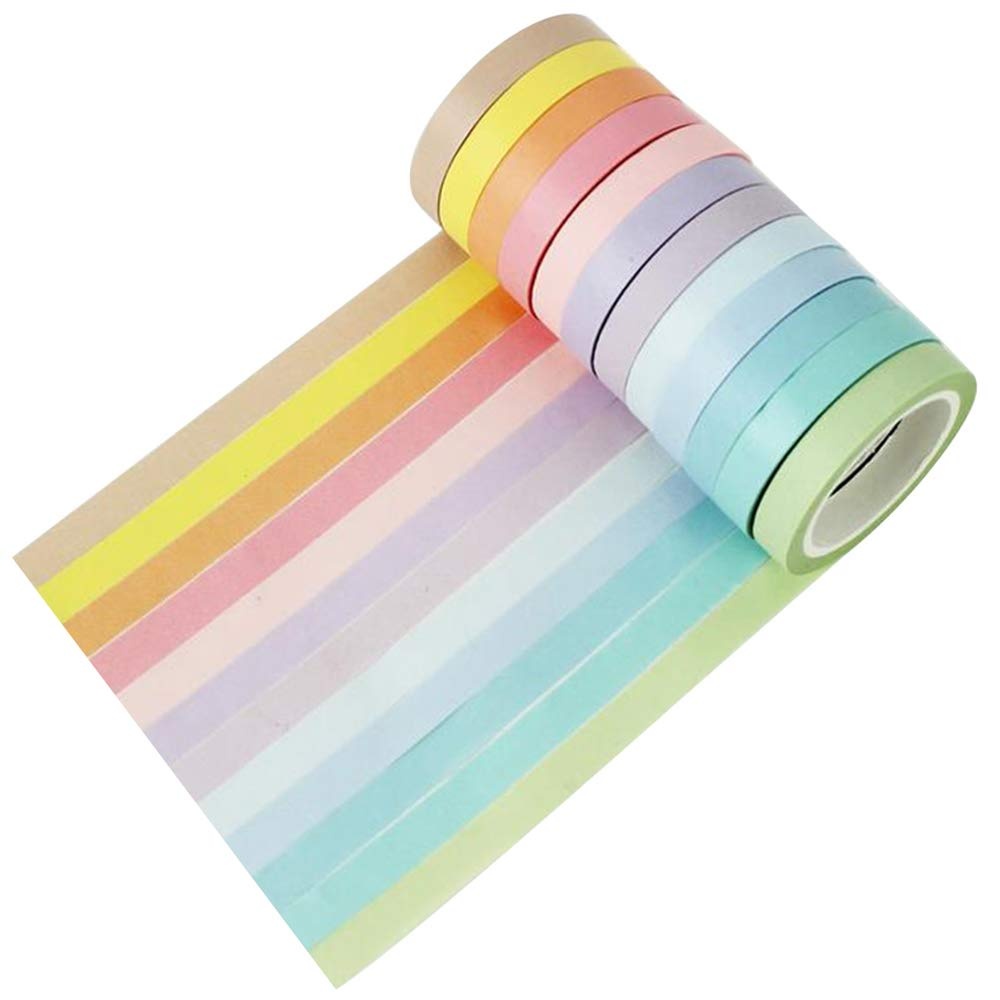 Set de 12 role de banda Washi Netume, hartie, multicolor, 3m x 7,5 mm