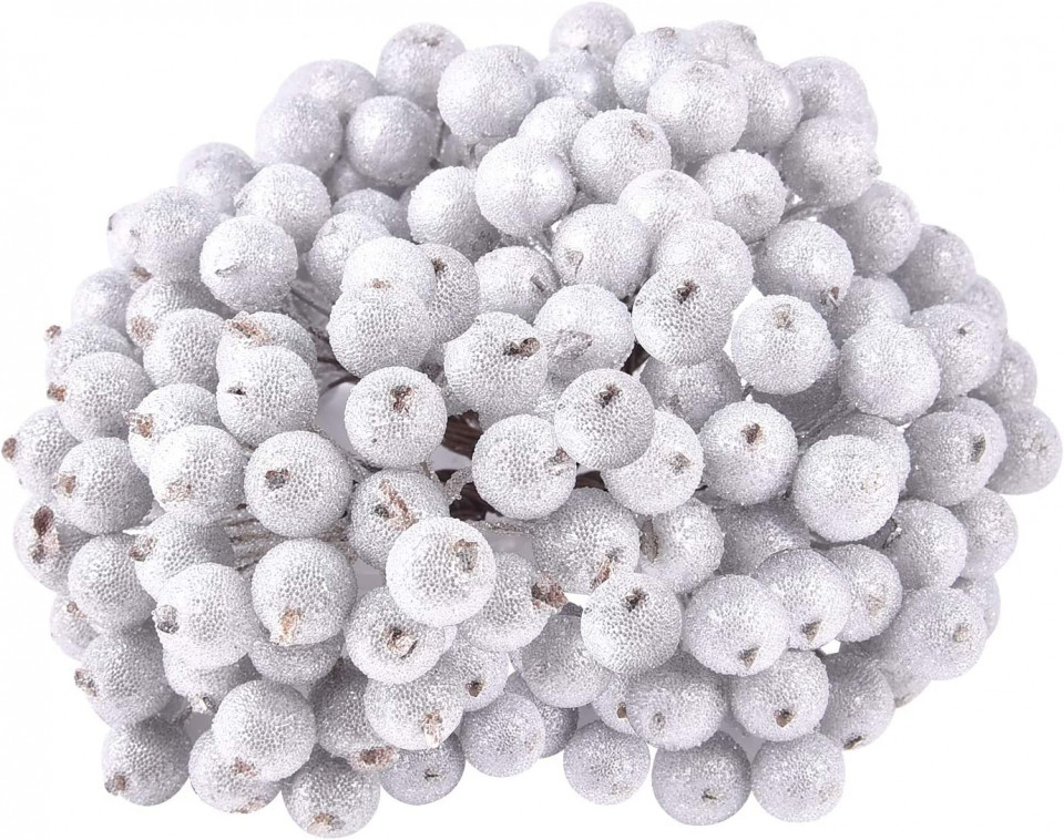 Set de 160 fructe de padure artificiale TUPARKA, spuma, argintiu, 12 mm
