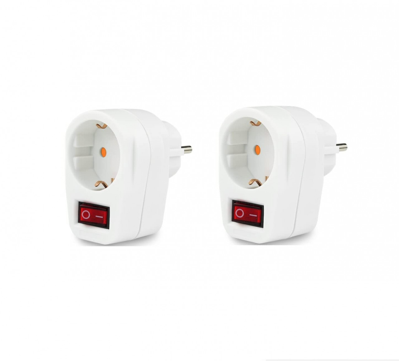 Set de 2 adaptoare cu intrerupator pentru priza Beekeg, ABS, alb, 16 A, 3500 W, 50 x 40 x 75 mm