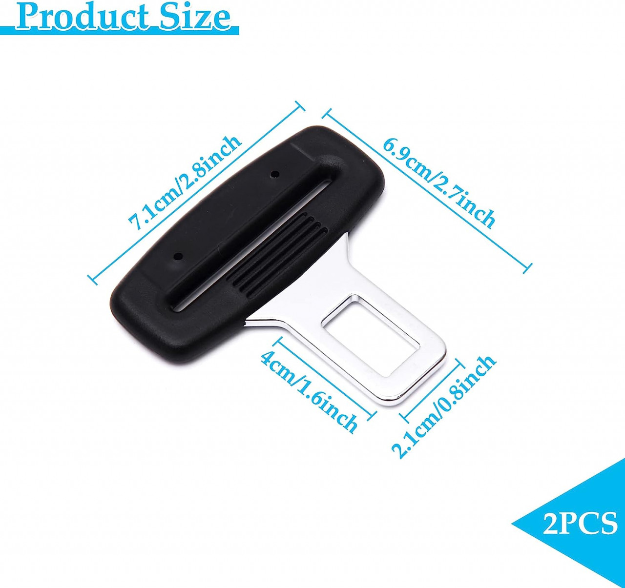Poze Set de 2 adaptoare pentru centura de siguranta CiciIng, ABS/aliaj metalic, negru/argintiu, 7,1 x 6,9 cm
