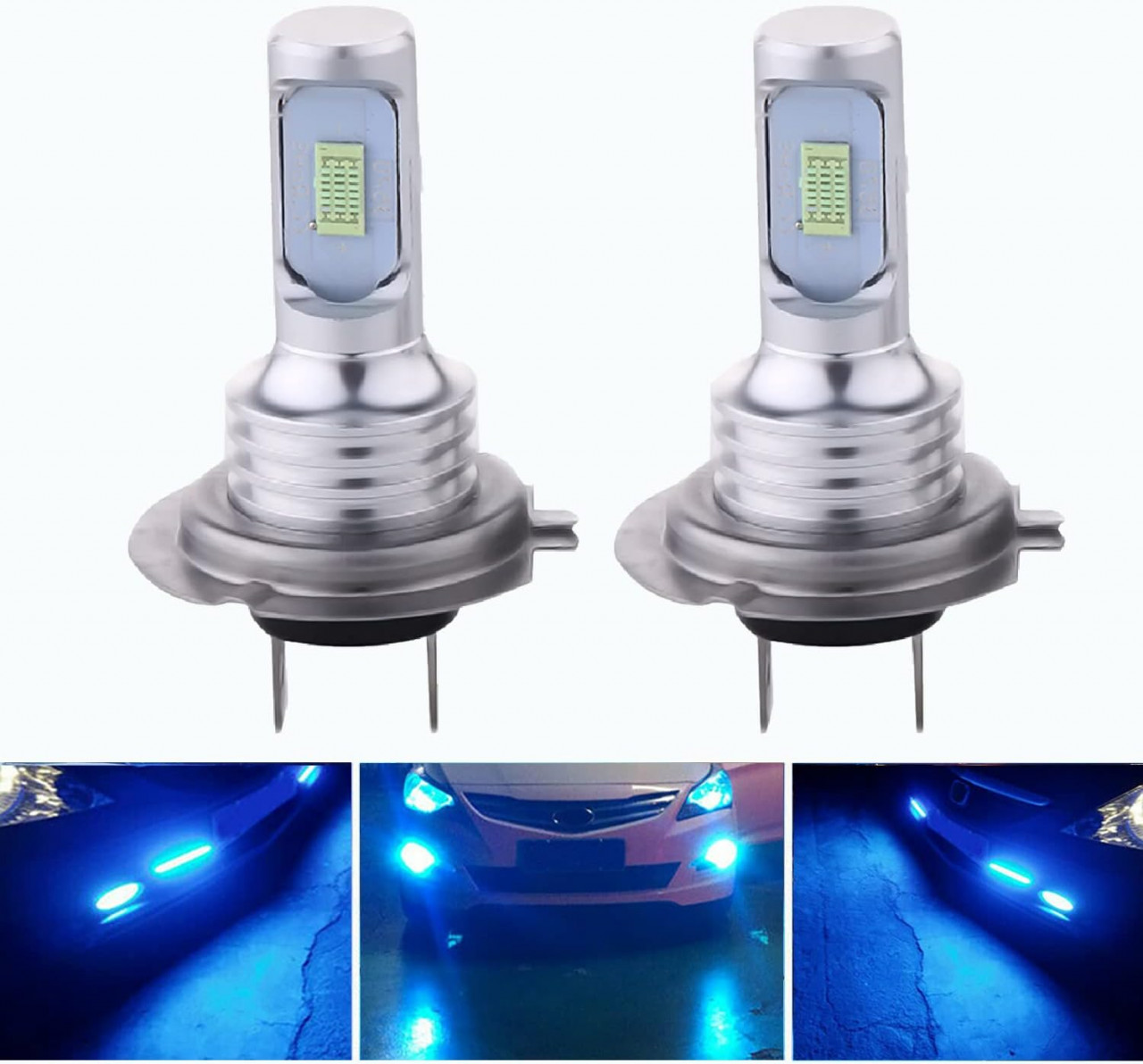 Set de 2 becuri LED HOCOLO, albastru/alb, 50 W, H7_Fog