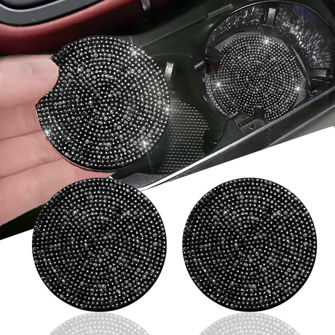 Set de 2 coastere JanYoo, silicon, negru, 7 cm