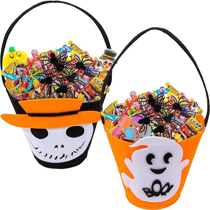 Set de 2 cosuri pentru bomboane de Halloween, Qpout , hartie/plastic, multicolor, 17 x 10 x 15 cm