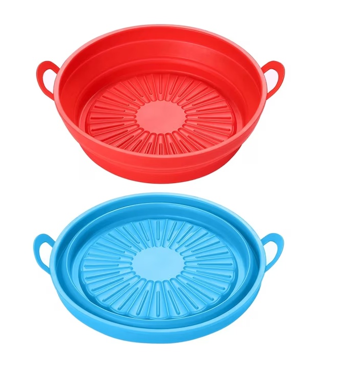 Set de 2 cosuri pentru friteuza cu aer Golden Bell, silicon, rosu/albastru, 16 x 5 x 19 cm