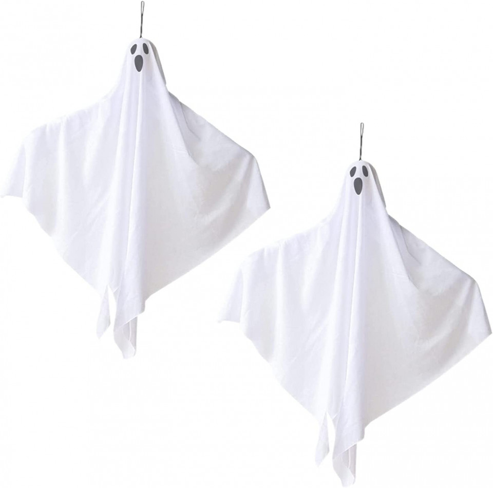 Set de 2 fantome Buwenbuwen, textil, alb, 60 x 65 cm