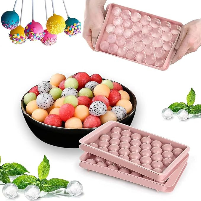 Set de 2 forme pentru cuburi de gheata Theuwnee, silicon, roz, 25 X 15 cm