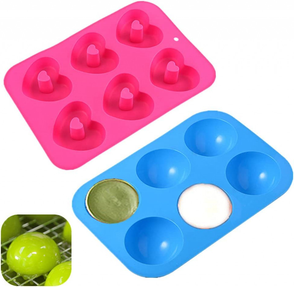 Set de 2 forme pentru prajituri KeepingcooX, silicon, roz/albastru, 28.5 x 16.5 x 3.5 cm / 26.5 x 18 x 3.5 cm 16.5