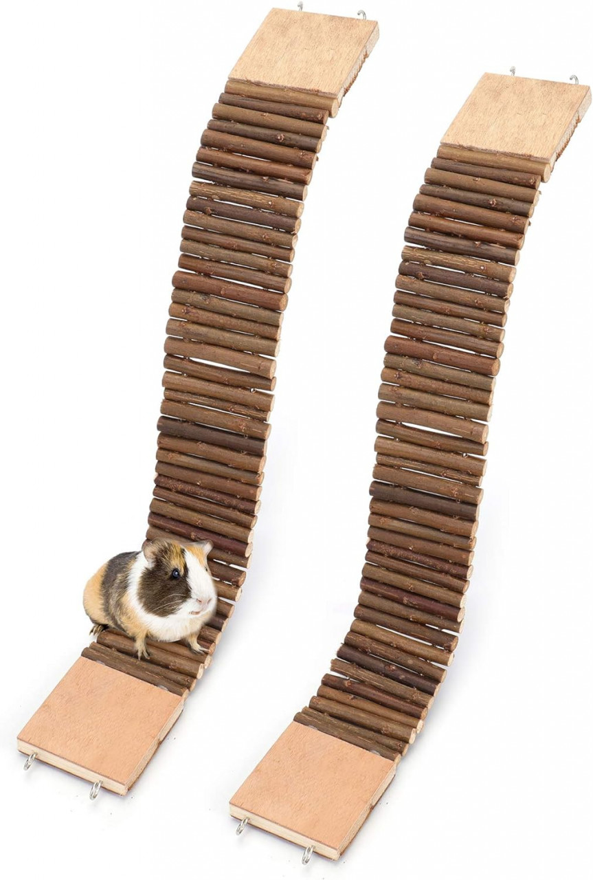 Set de 2 poduri suspendate pentru hamsteri Yesland, lemn, natur, 55 x 7,9 cm