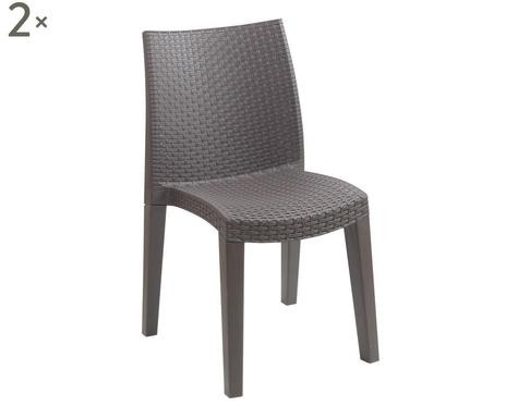 Set de 2 scaune Lady, plastic, maro, 56 x 86 x 48 cm bucatarie
