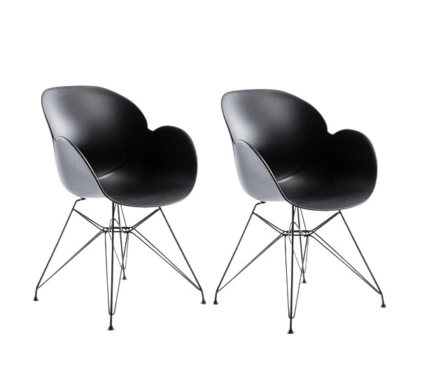 Set de 2 scaune Malaga, negru, 52 x 58 x 85 cm chilipirul-zilei.ro/ imagine noua 2022