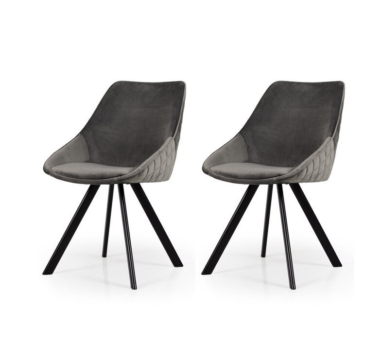Set de 2 scaune tapitate Ritz, gri/negru, 83 x 50 x 46 cm chilipirul-zilei.ro/ pret redus