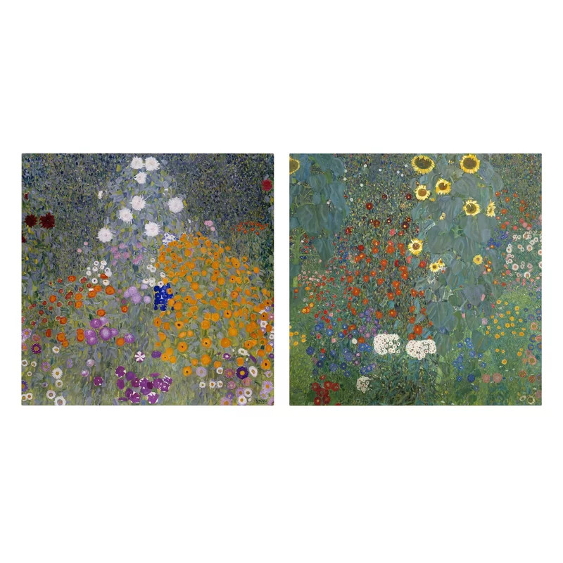 Set de 2 tablouri ``Garden`` East Urban Home, panza/lemn, multicolor, 30 x 60 cm