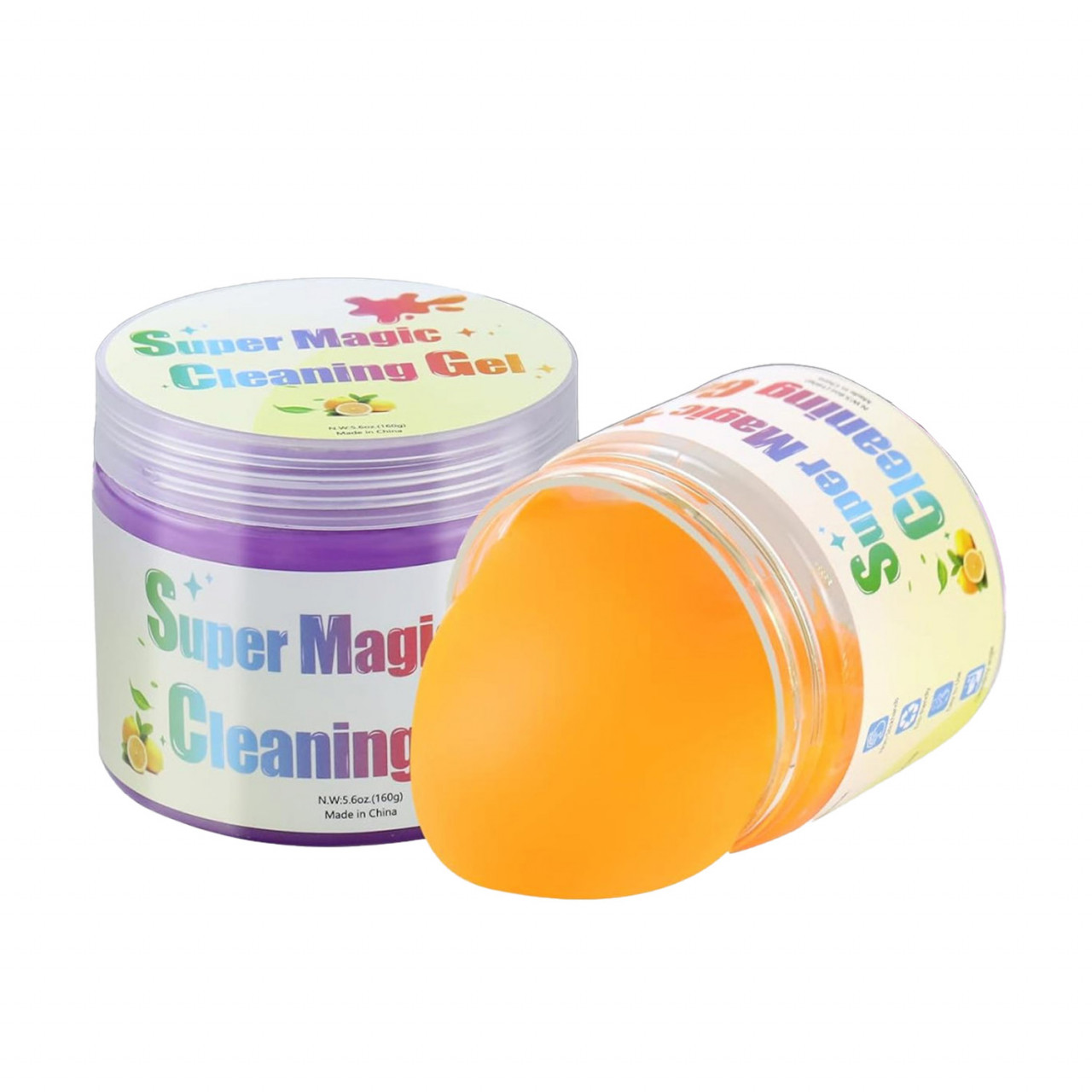 Set de 2 tuburi cu slime pentru curatare tastatura, portocaliu/mov, 160 g