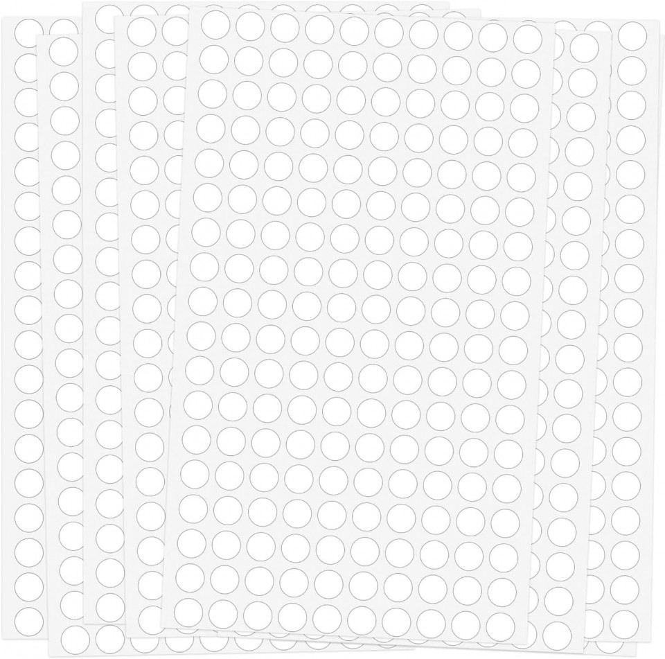 Set de 30 coli cu 5100 autocolante rotunde Tomkity, alb, hartie, 10 mm 5100