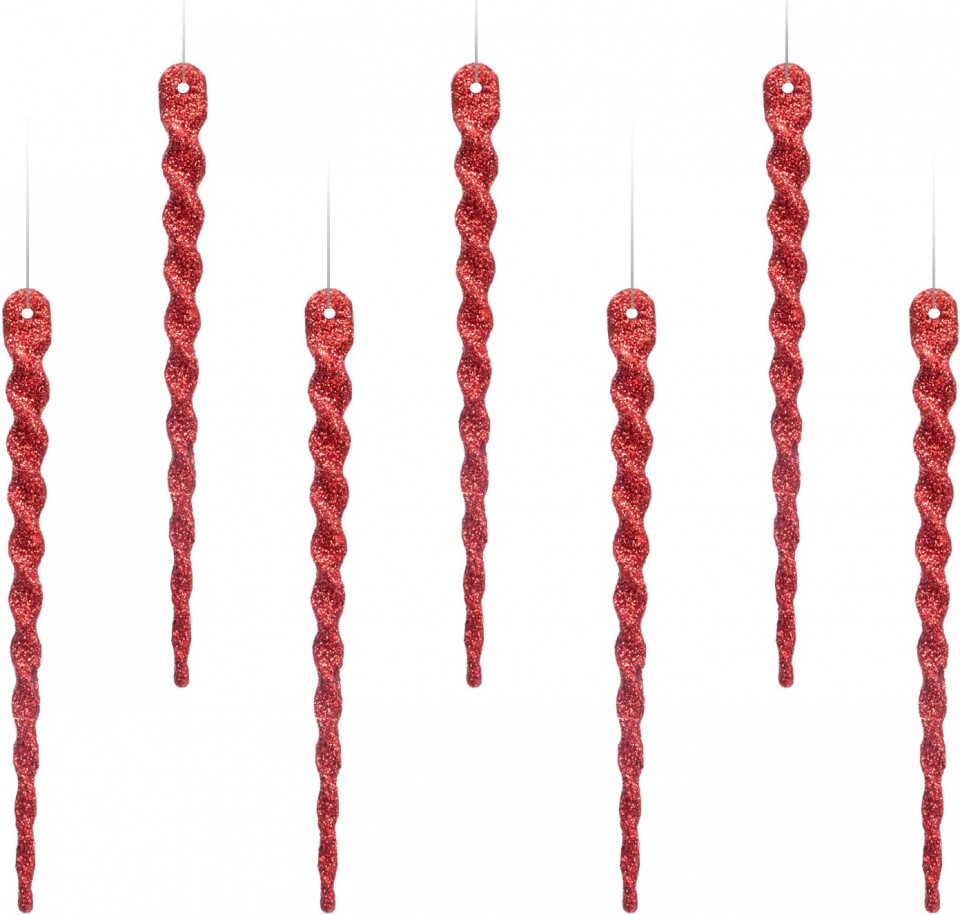Set de 30 decoratiuni pentru Craciun AMS, rosu, plastic, 13 cm