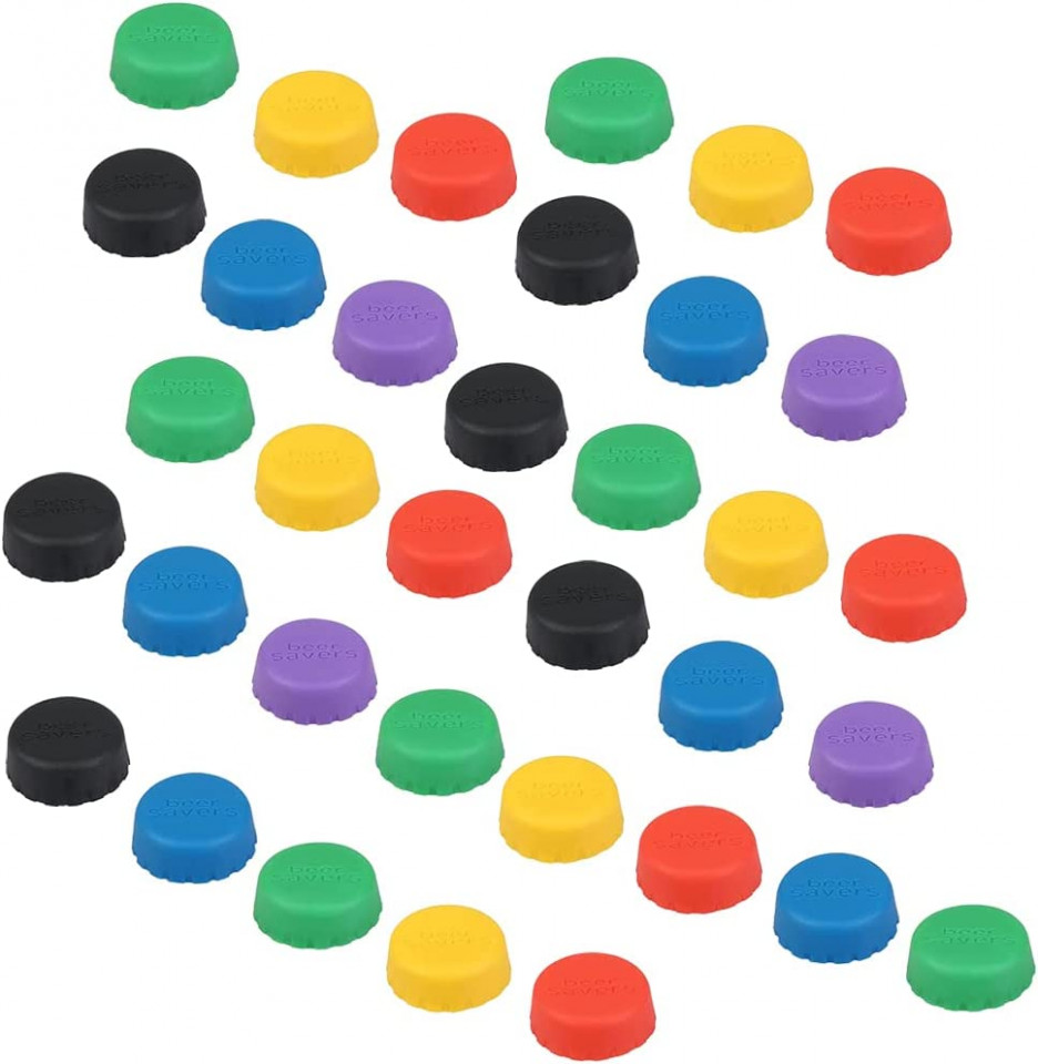 Set de 36 capace reutilizabile pentru sticle Thirei, silicon, multicolor, 3 x 1 cm
