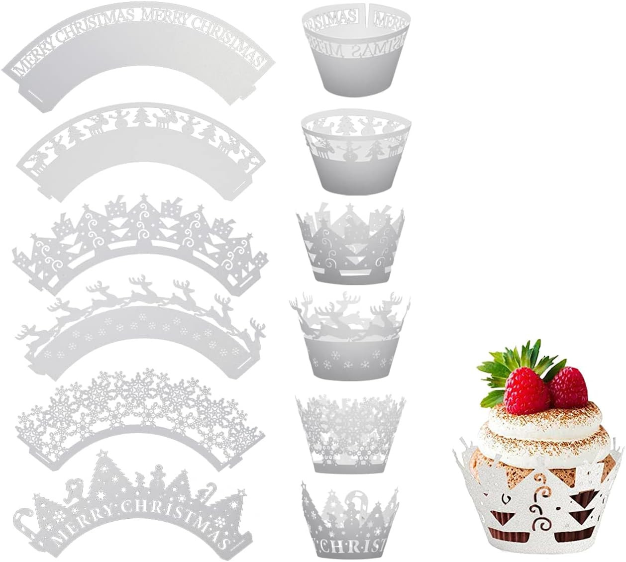 Set de 36 decoratiuni pentru briose Phiezc, carton, alb