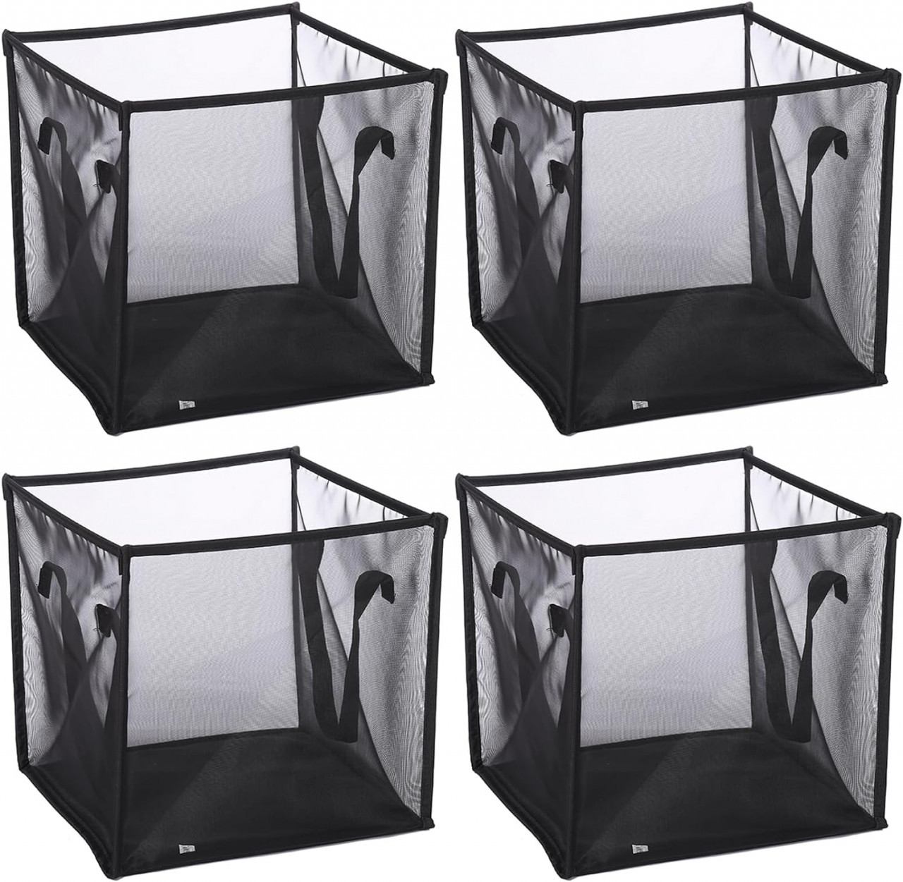 Set de 4 cosuri pentru rufe SOUJOY, metal/panza, negru, 32 x 32 x 32 cm