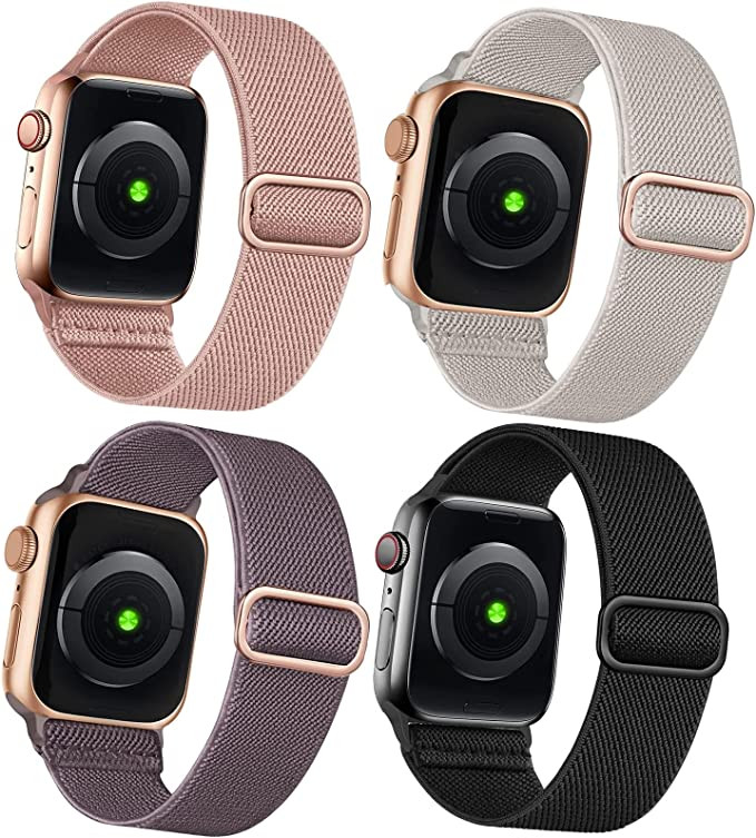 Set de 4 curele pentru Apple Watch Omee, nailon, multicolor, 10,9-22 cm 109-22 imagine noua