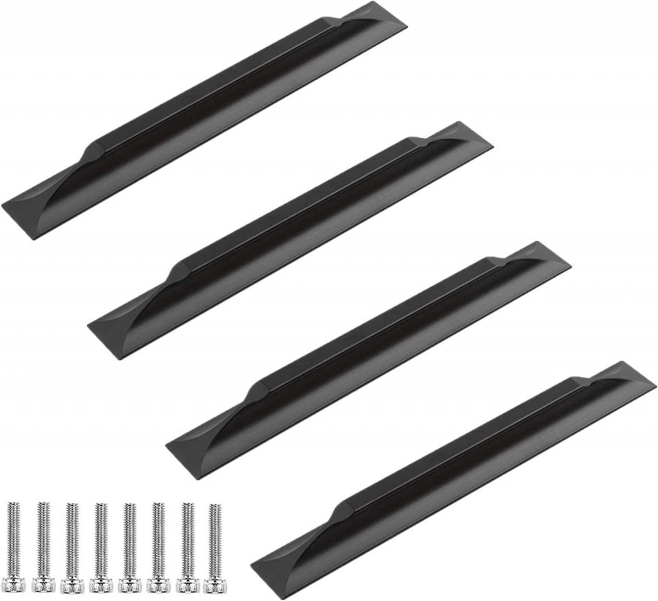 Set de 4 manere pentru mobilier KMERCE, aluminiu, negru, 96-150 mm